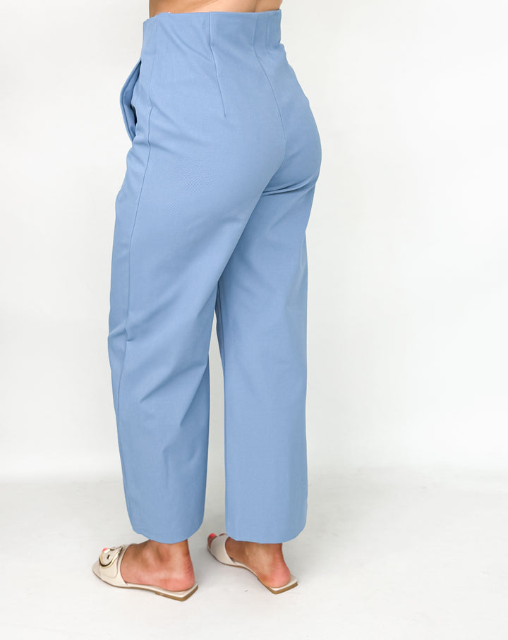Chandler - High Waist Wide Leg Pants (Sky)