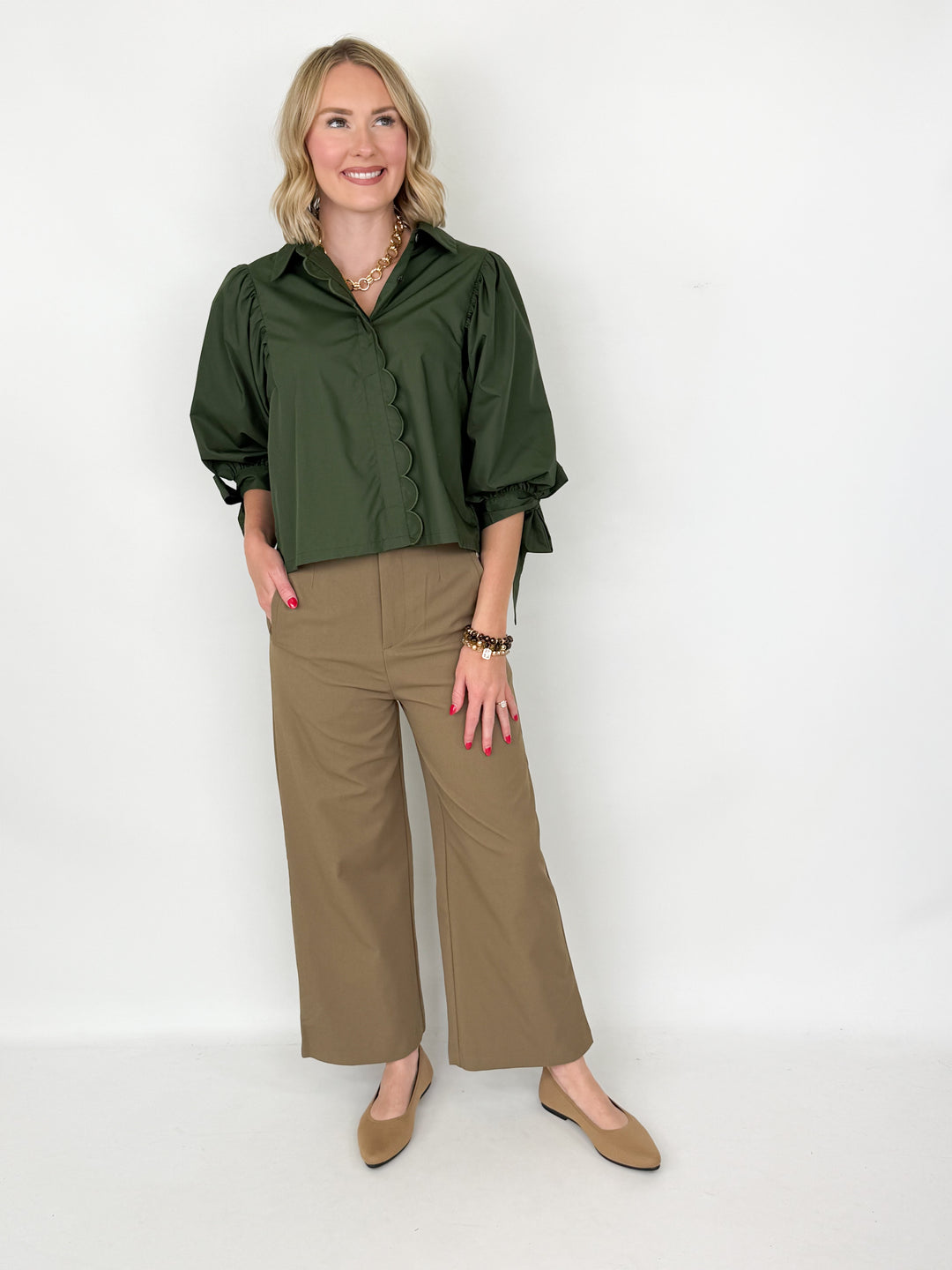 Chandler - High Waist Wide Leg Pants (Mocha)