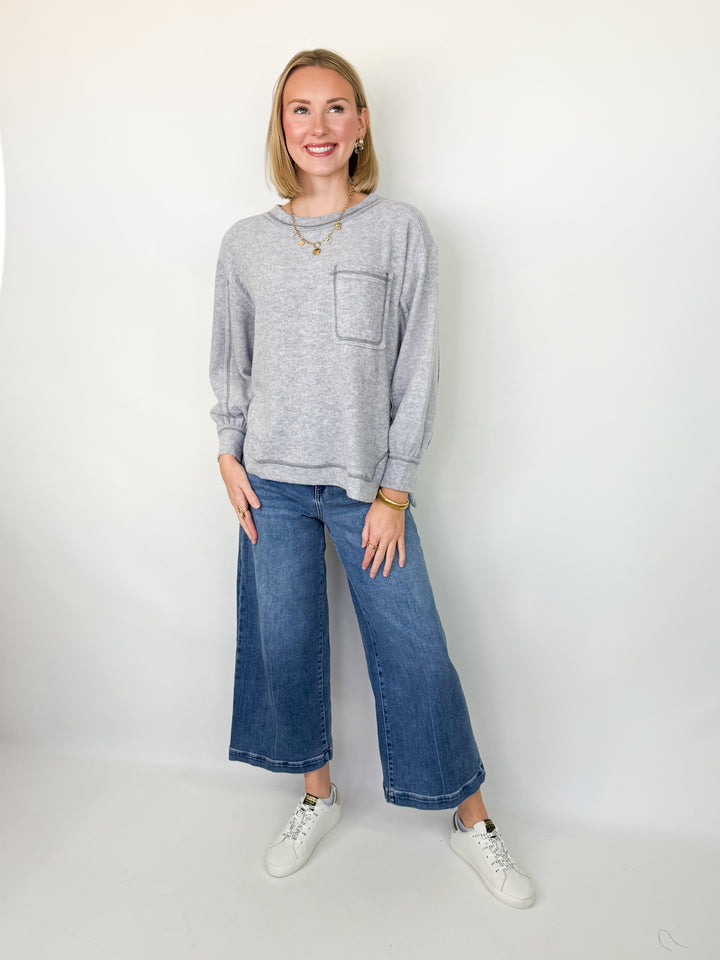Beck - Brushed Long Sleeve Top (Heather Grey)