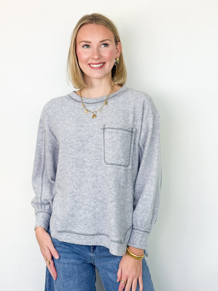 Beck - Brushed Long Sleeve Top (Heather Grey)