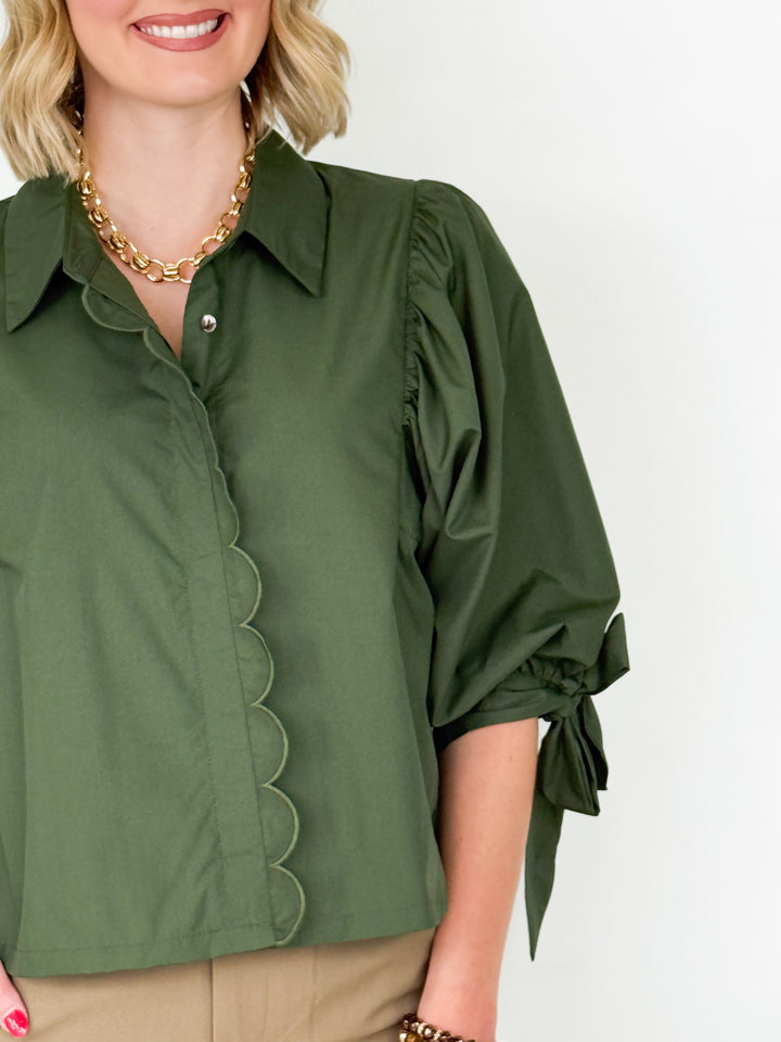 Layla - Scalloped Detail Button Down Blouse