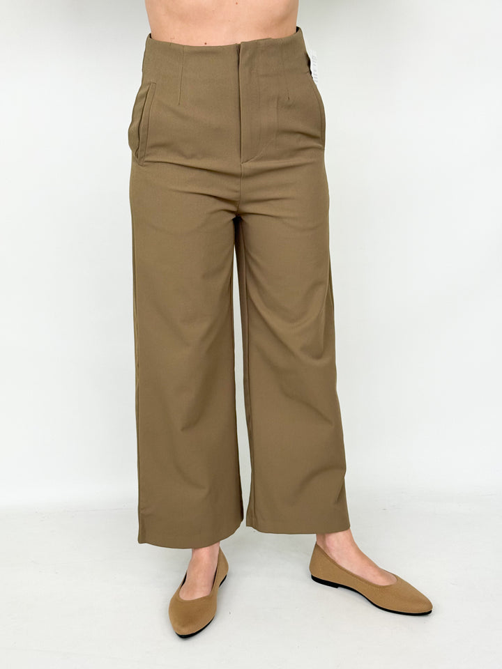Chandler - High Waist Wide Leg Pants (Mocha)