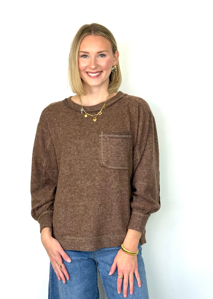 Beck - Brushed Long Sleeve Top (Brown)