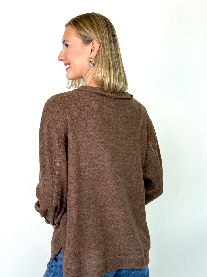 Beck - Brushed Long Sleeve Top (Brown)