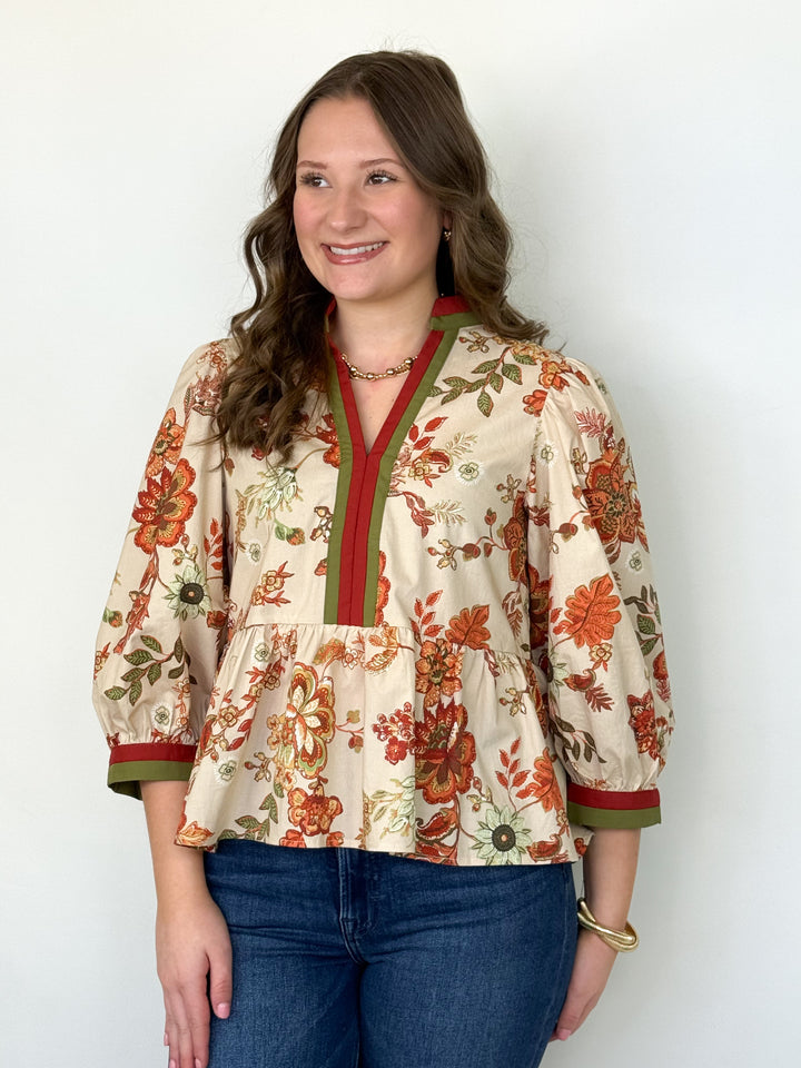 Molly - Floral V Neck Blouse