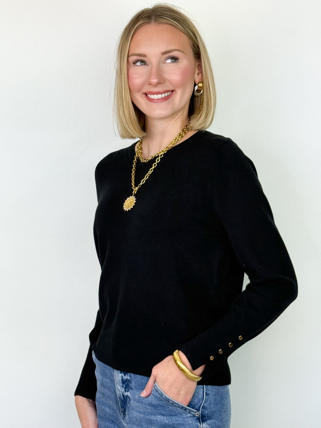 Abbie - Long Sleeve Sweater (Black)