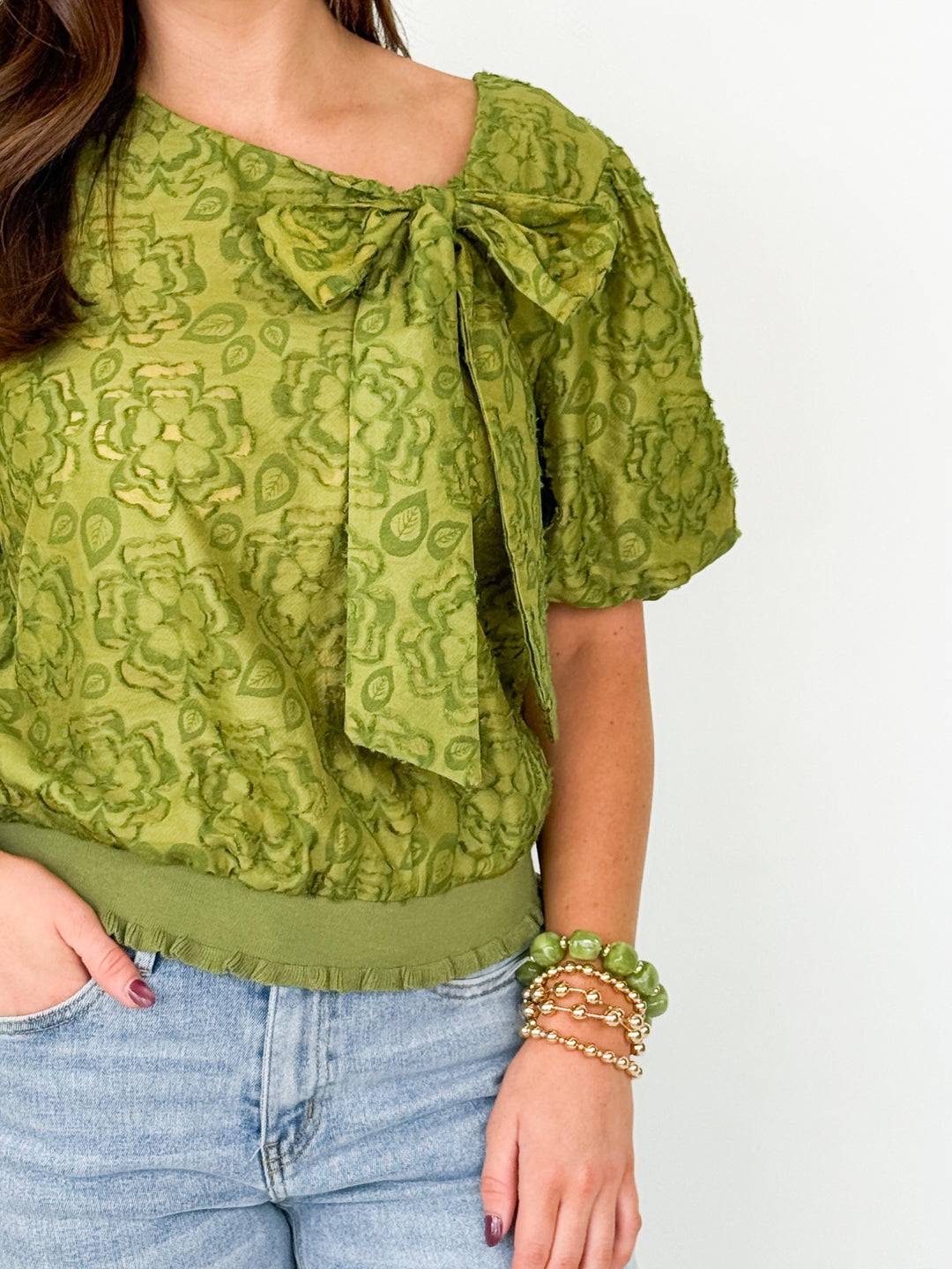 Veronica - Olive Tie Detail Blouse