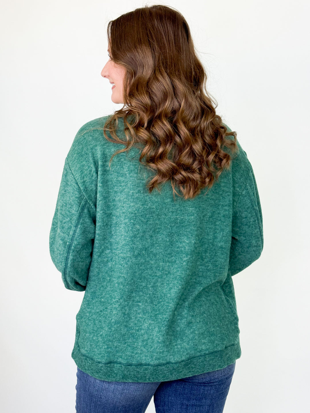 Beck - Brushed Long Sleeve Top (Dark Green)