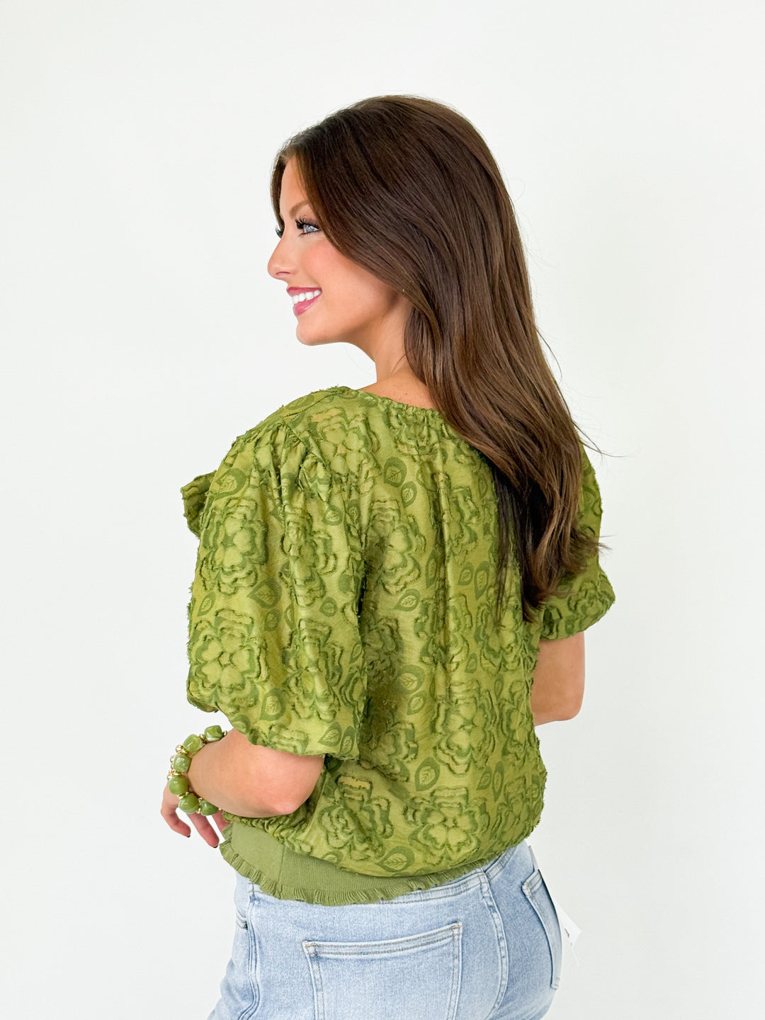 Veronica - Olive Tie Detail Blouse