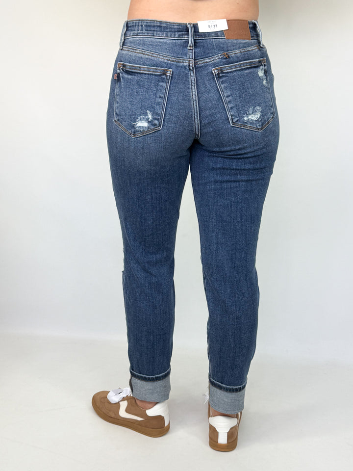 Gretchen - Mid Rise Boyfriend Distressed w/Cuff