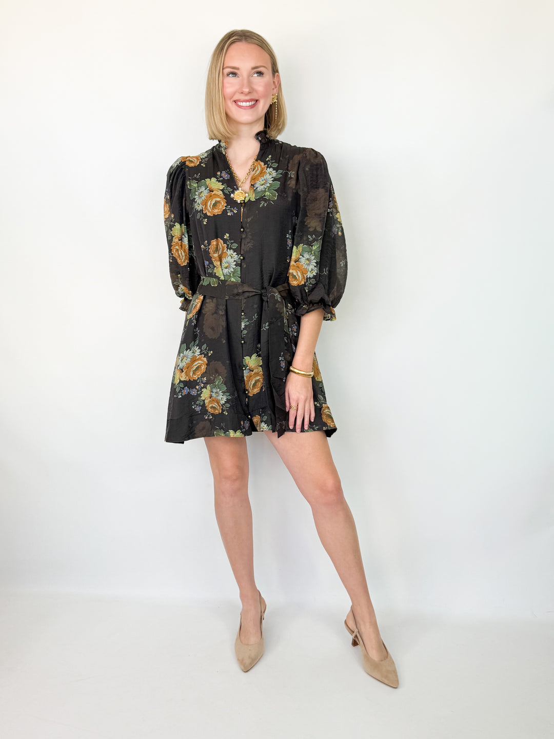 Chrissy - Floral Dress (Chocolate)