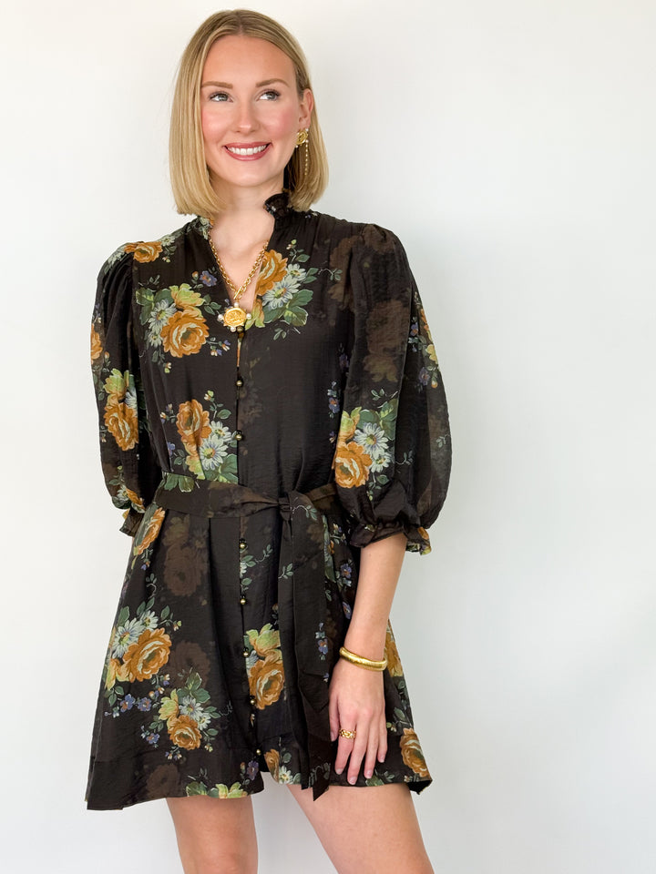 Chrissy - Floral Dress (Chocolate)
