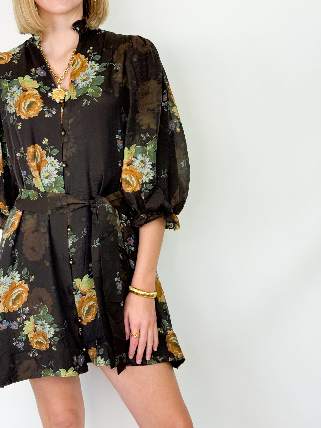 Chrissy - Floral Dress (Chocolate)