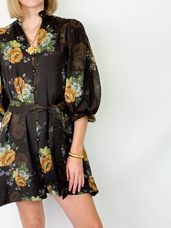 Chrissy - Floral Dress (Chocolate)