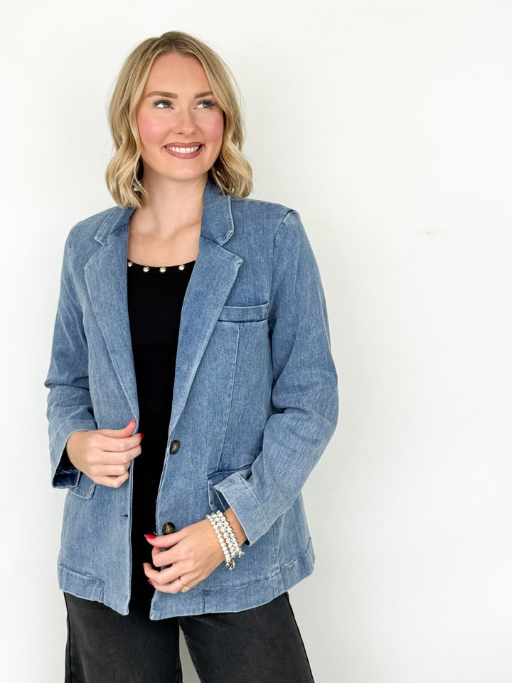 Yolanda - Washed Denim Blazer
