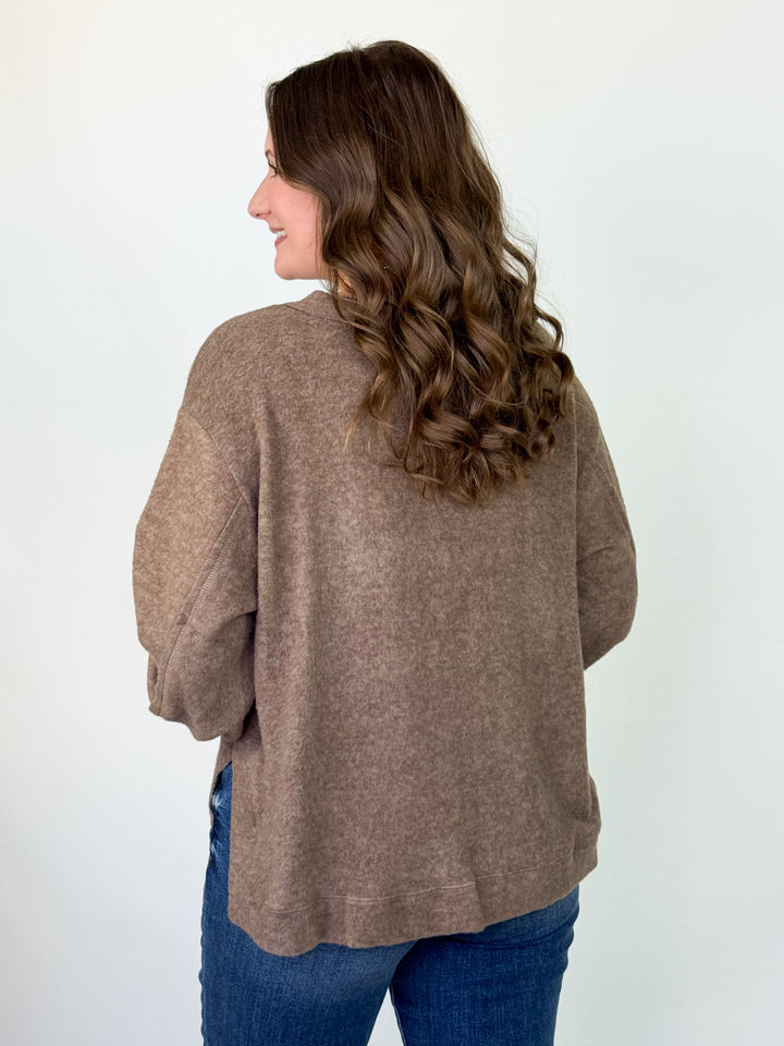 Beck - Brushed Long Sleeve Top (Mocha)