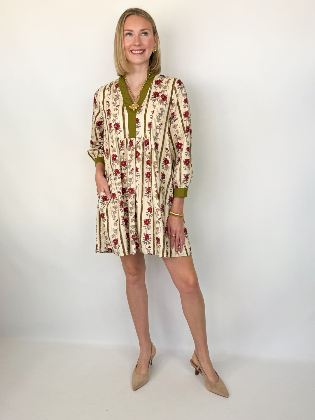 Tara - Floral V Neck Dress