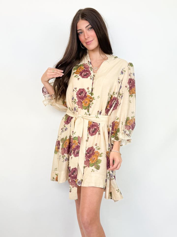 Chrissy - Floral Dress (Cream)