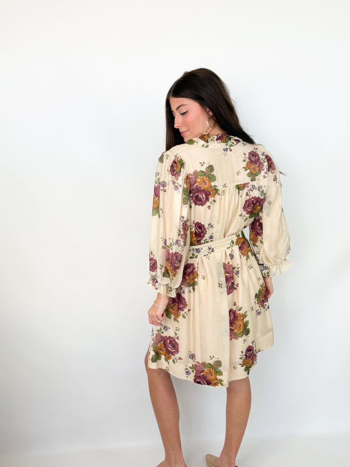Chrissy - Floral Dress (Cream)