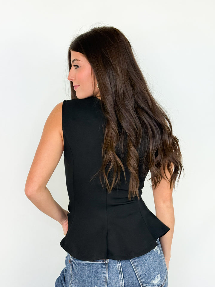 Cassie - Sleeveless Peplum Top