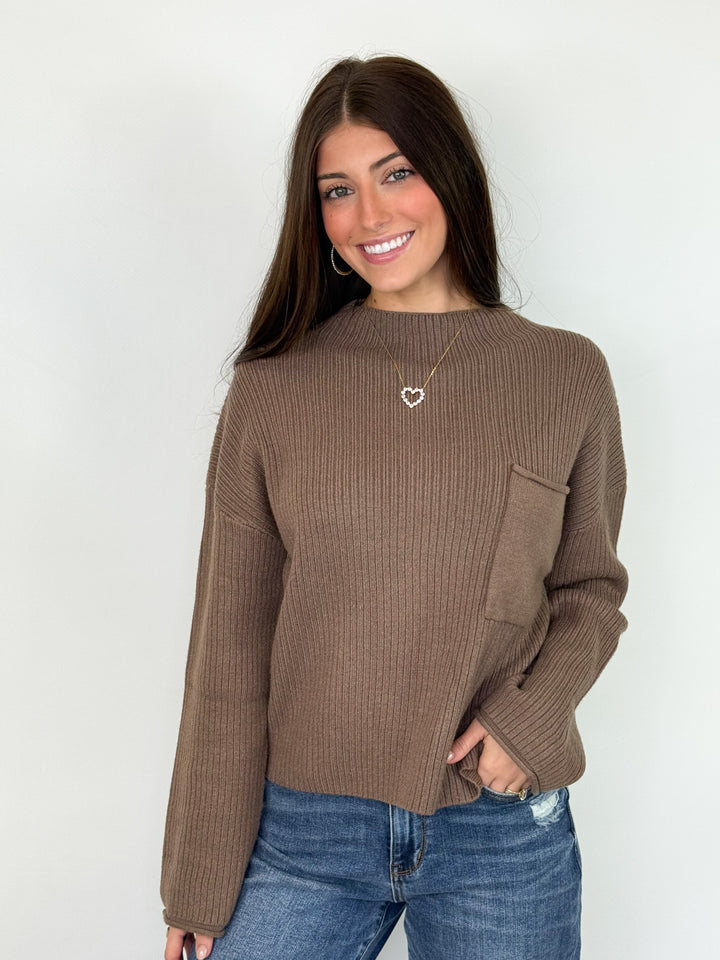 Rhea - Mock Neck Sweater (Mocha)