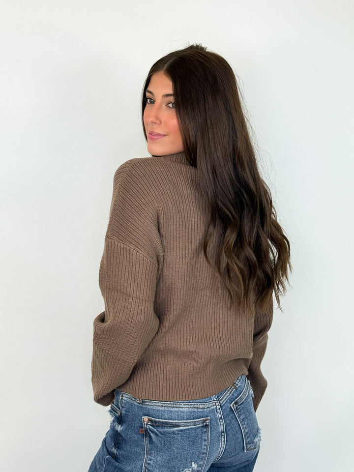 Rhea - Mock Neck Sweater (Mocha)