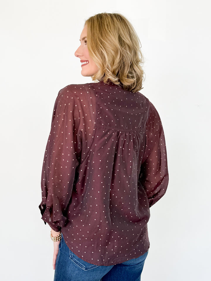 Tara - Polka Dot Blouse (Maroon)