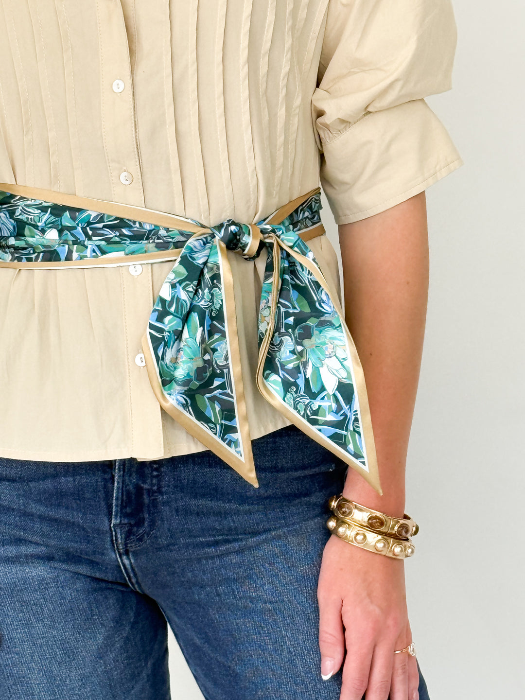Winton & Waits - Painted Protea Accessory Scarf- Ocean
