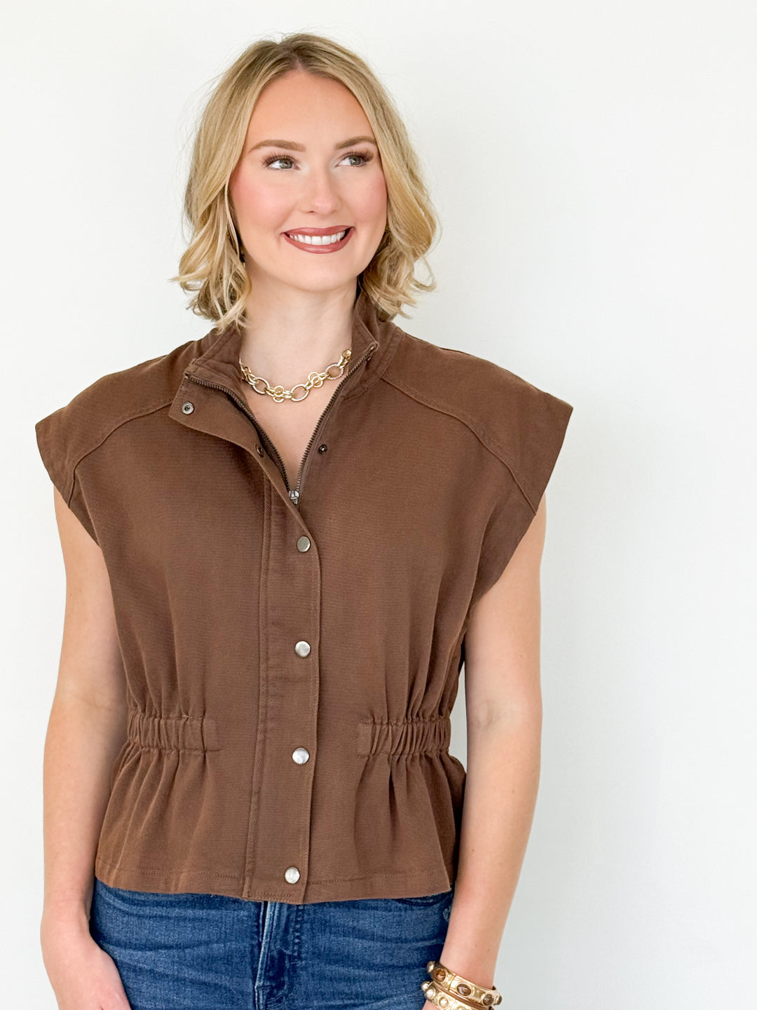 Sheila - Brown Denim Vest/Jacket