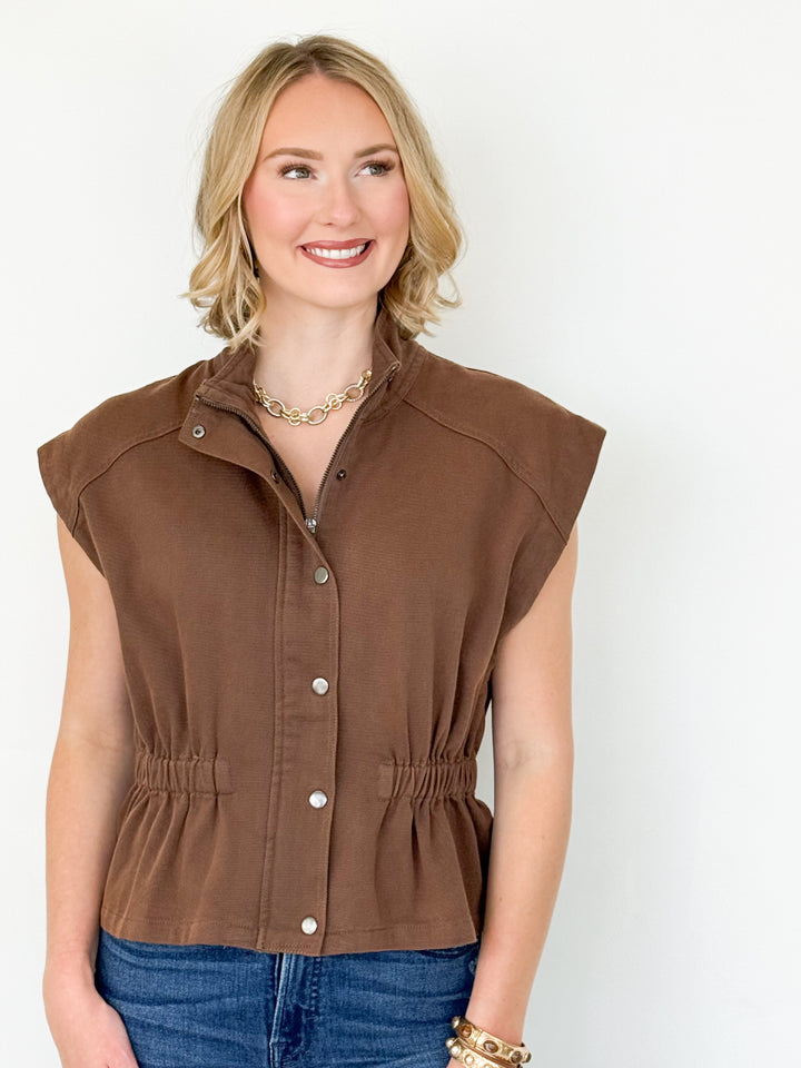 Sheila - Brown Denim Vest/Jacket