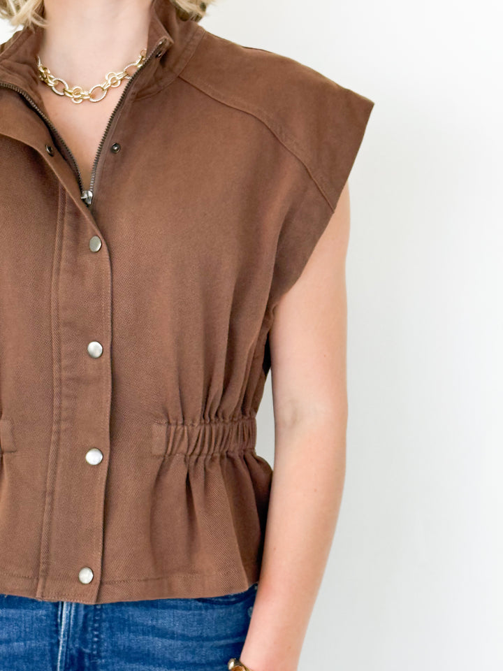 Sheila - Brown Denim Vest/Jacket