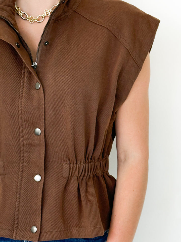 Sheila - Brown Denim Vest/Jacket