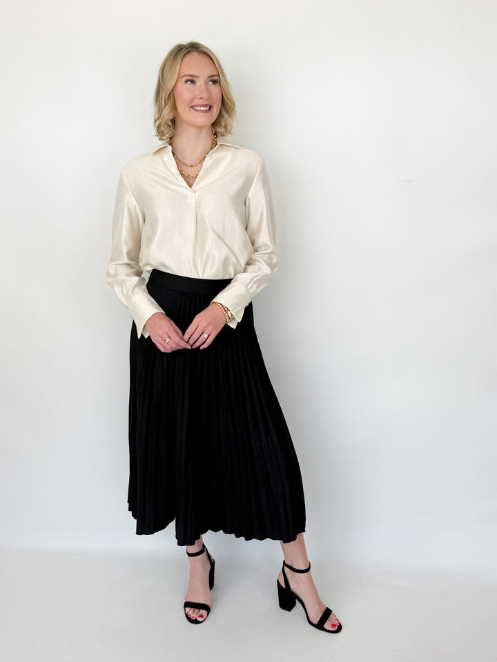 Lyndi - Faux Suede Pleated Skirt