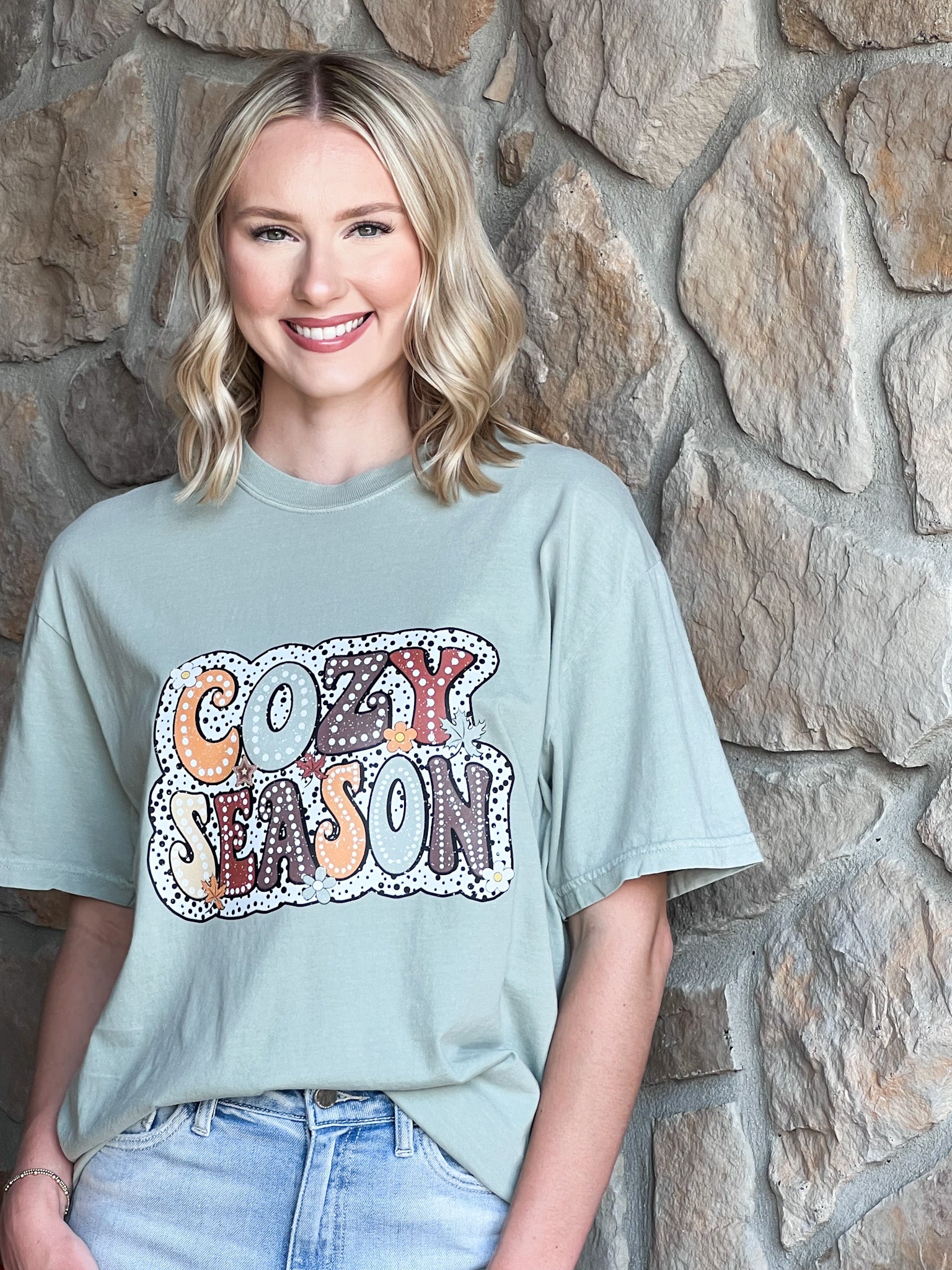 Cozy Season Graphic Tee (Sage Green)