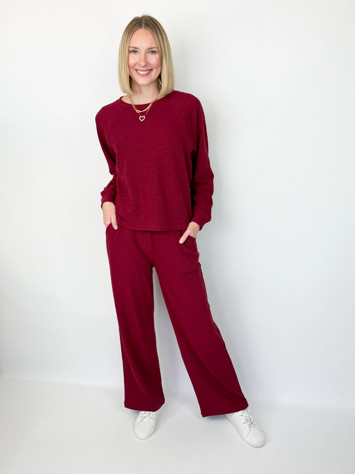 Dana - Long Sleeve Pant Set (Maroon)
