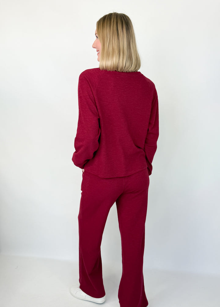 Dana - Long Sleeve Pant Set (Maroon)