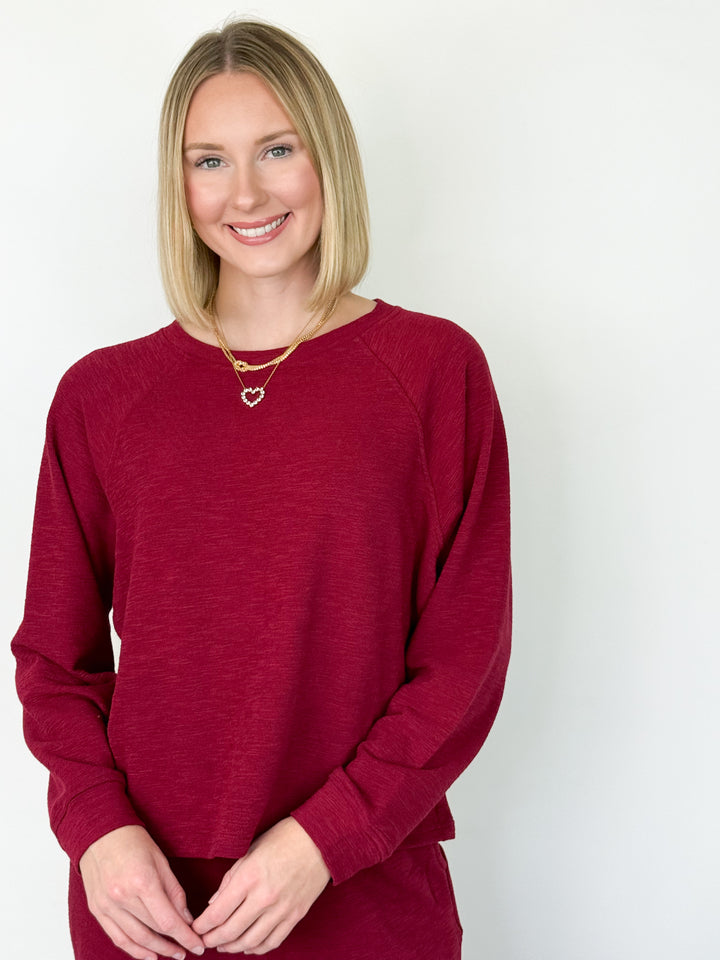 Dana - Long Sleeve Pant Set (Maroon)