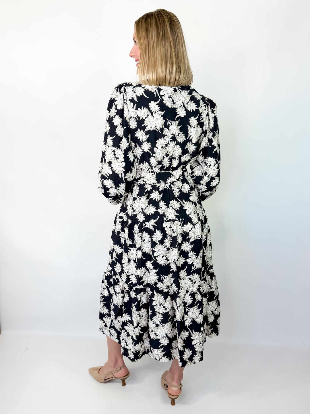 Bentley - Black Floral Midi Dress