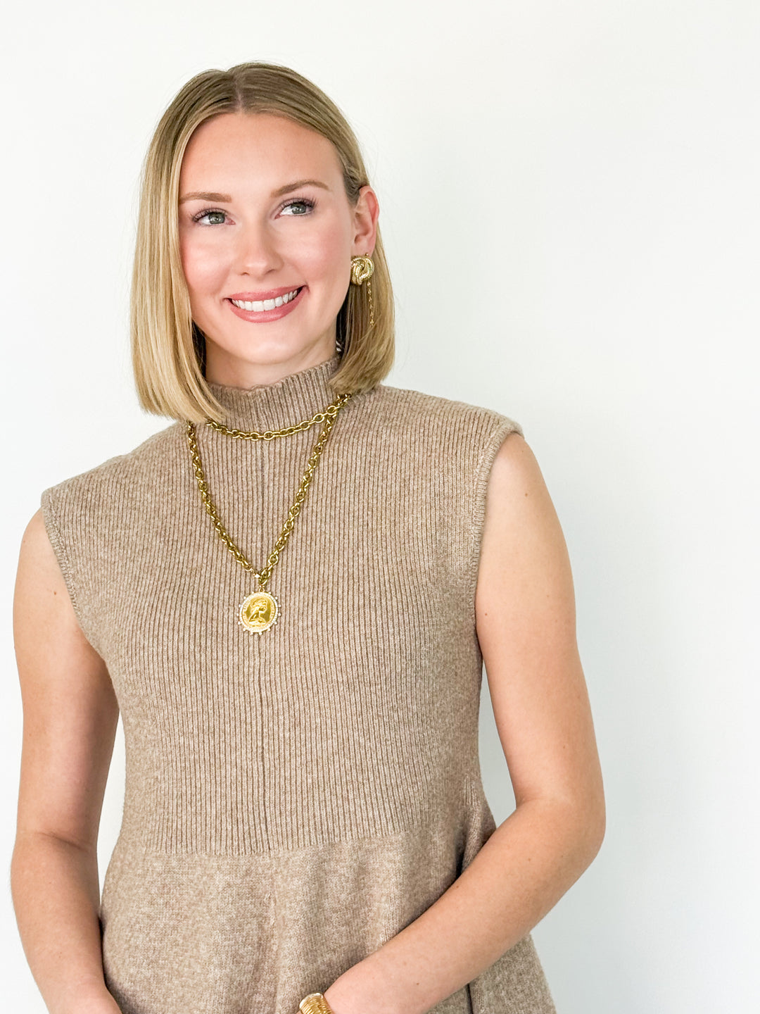 Tabitha - Mock Neck Fit & Flare Sweater Dress