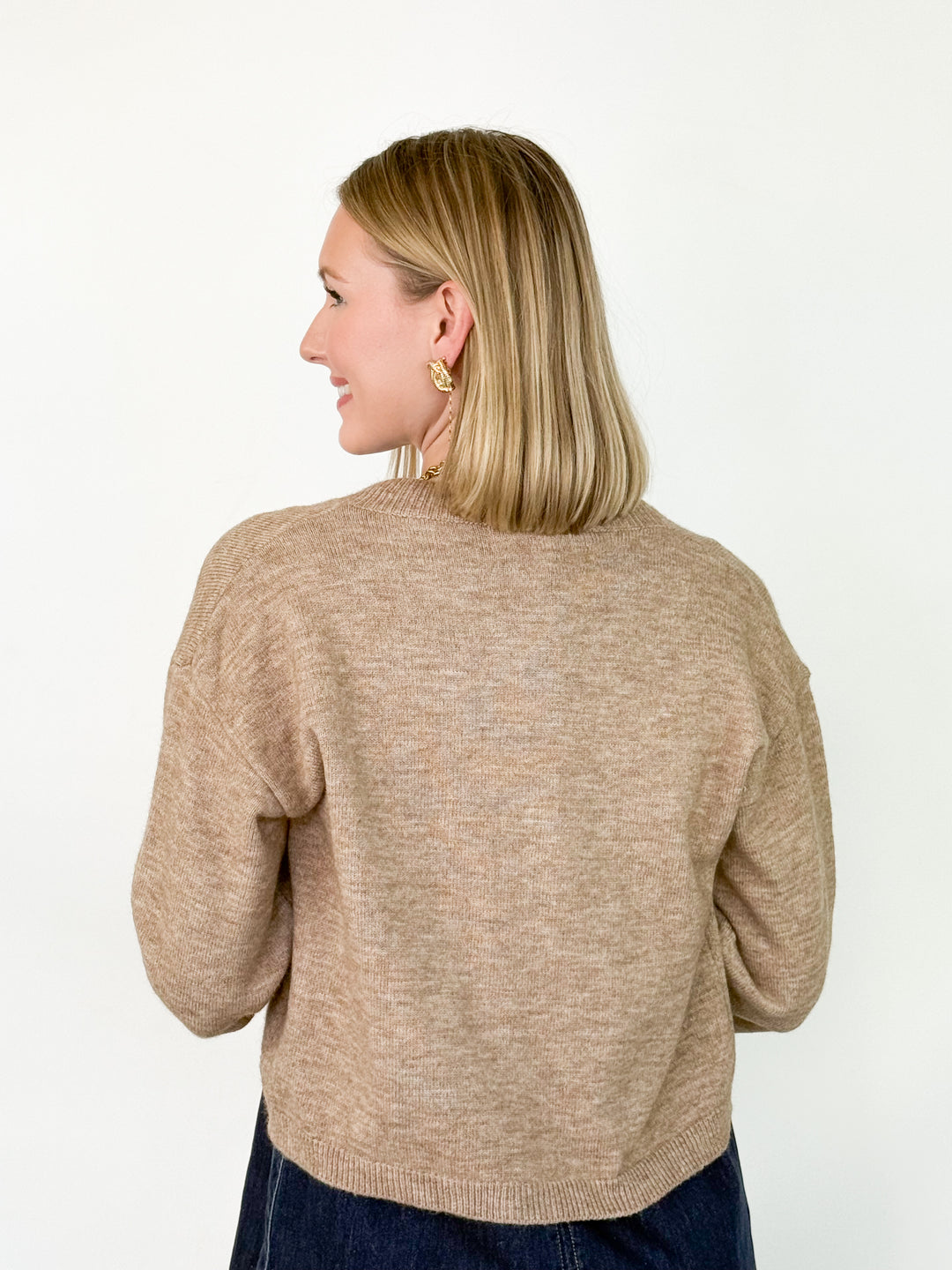 Bella - 3/4 Sleeve Mocha Cardigan
