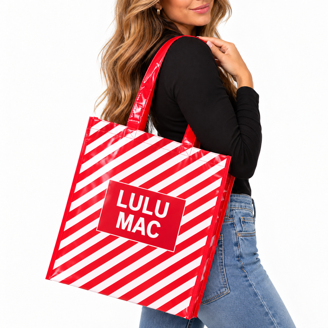 LULU MAC - Reusable Tote Bag (Red &amp; White Stripes)