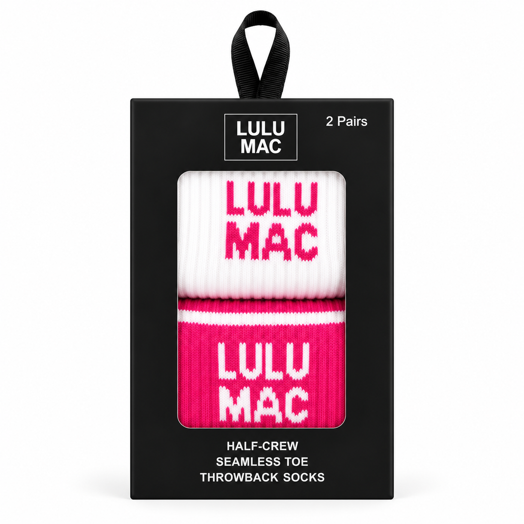 LULU MAC - Crew Socks Boxed Set of 2 - Hot Pink