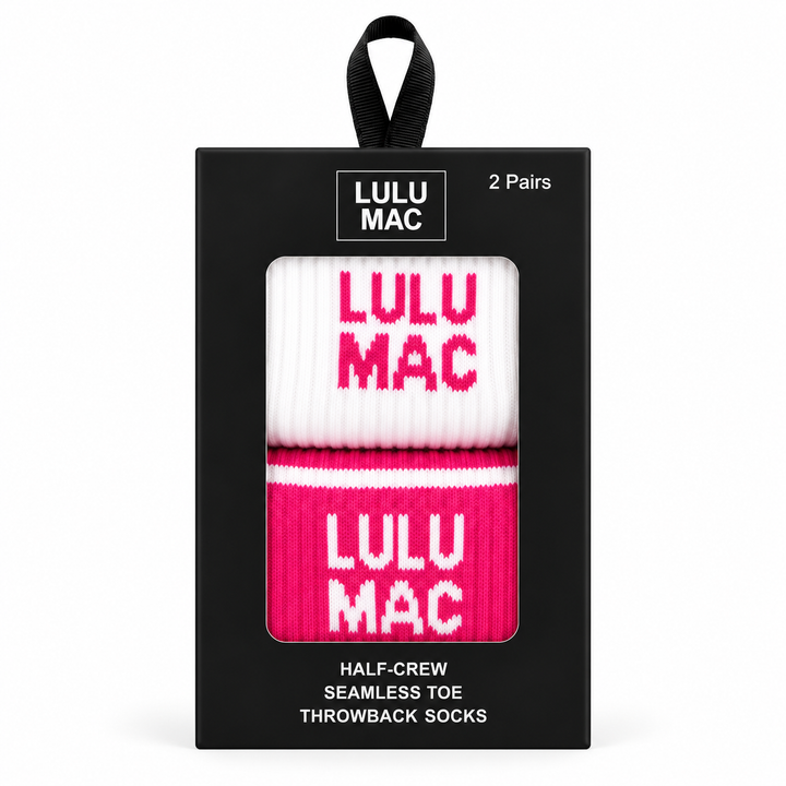 LULU MAC - Crew Socks Boxed Set of 2 - Hot Pink