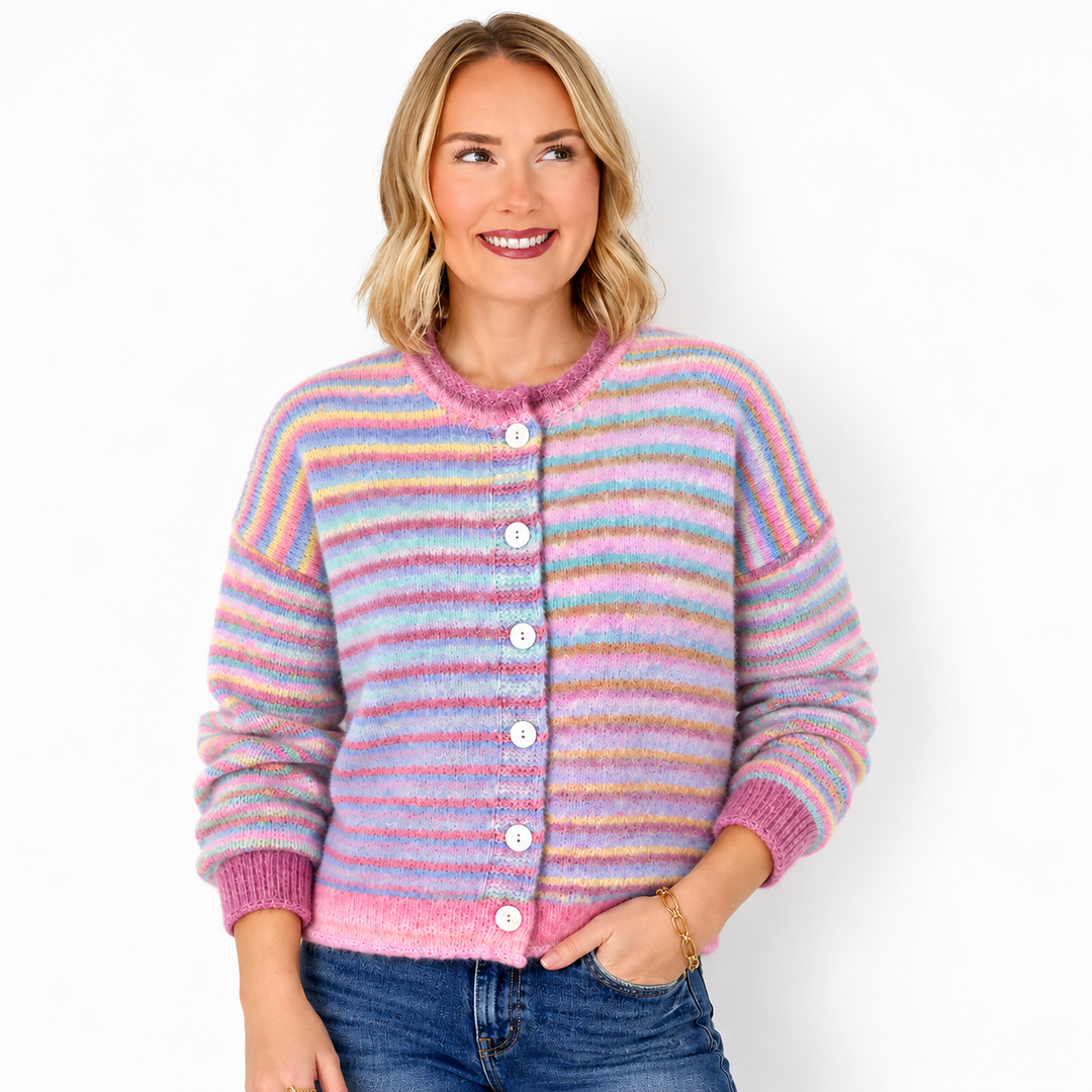 Valerie - Multi Color Cardigan (Strawberry Mix)