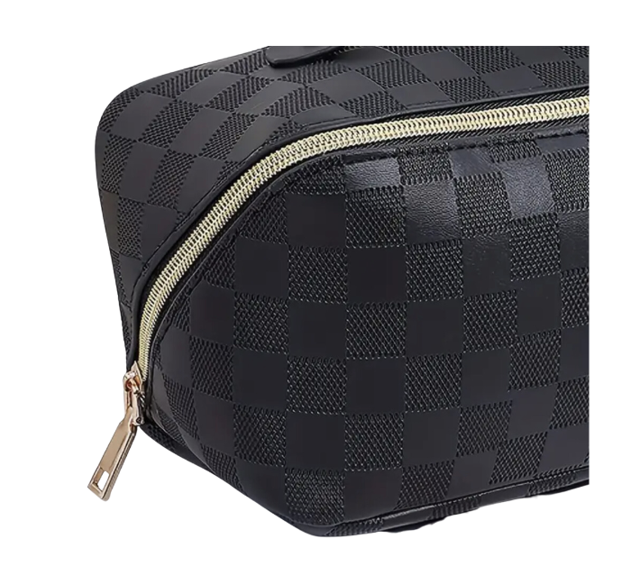 Black Checkered Cosmetic Bag