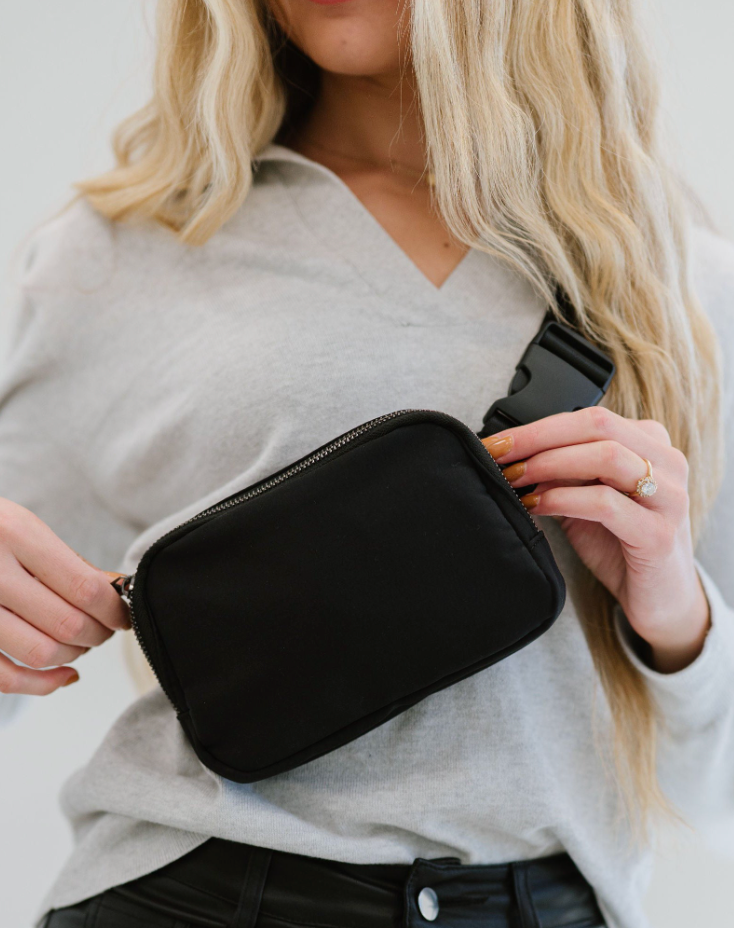 Capri - Black Nylon Belt Bag
