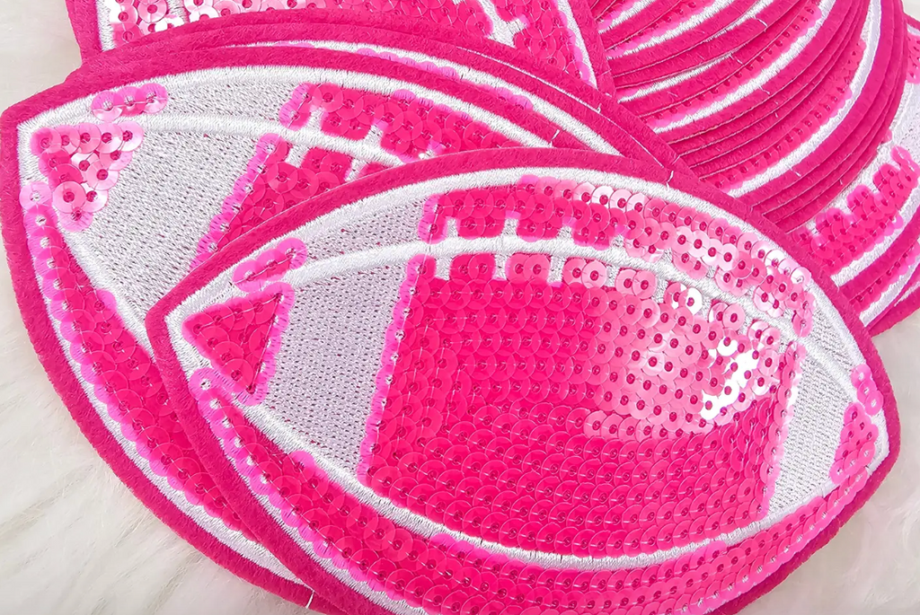 Iron On Patch - Pink Sequin Football