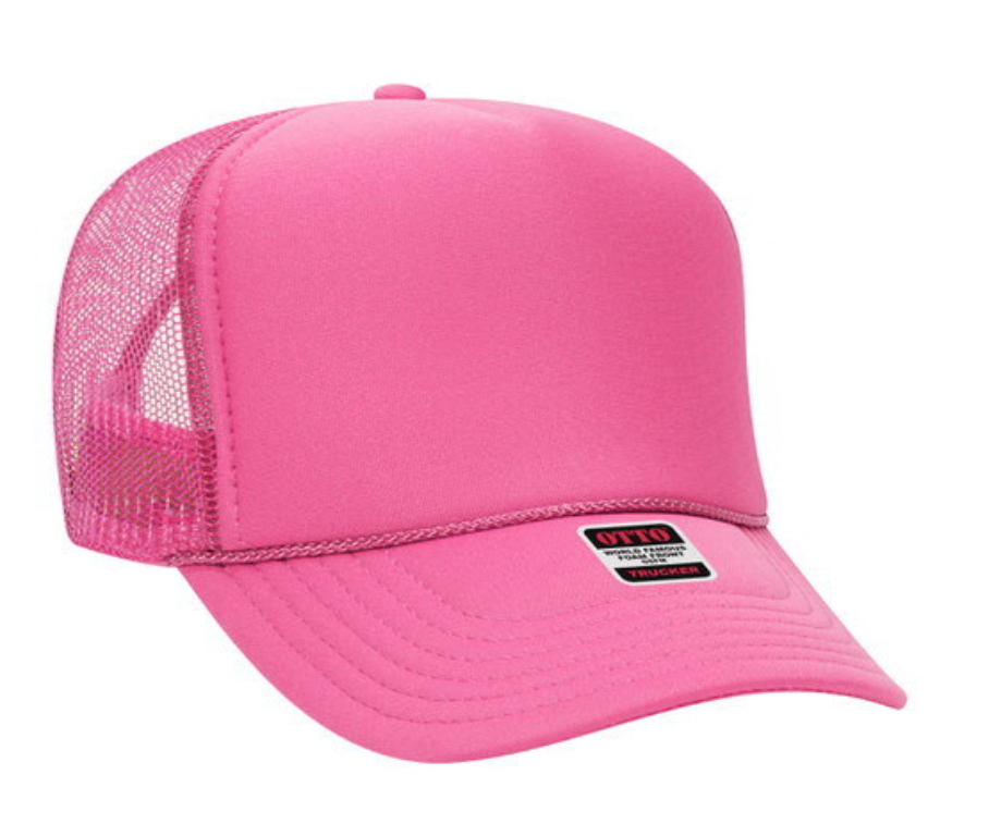 OTTO Cap - Mesh Back Trucker Hat (Neon Pink)