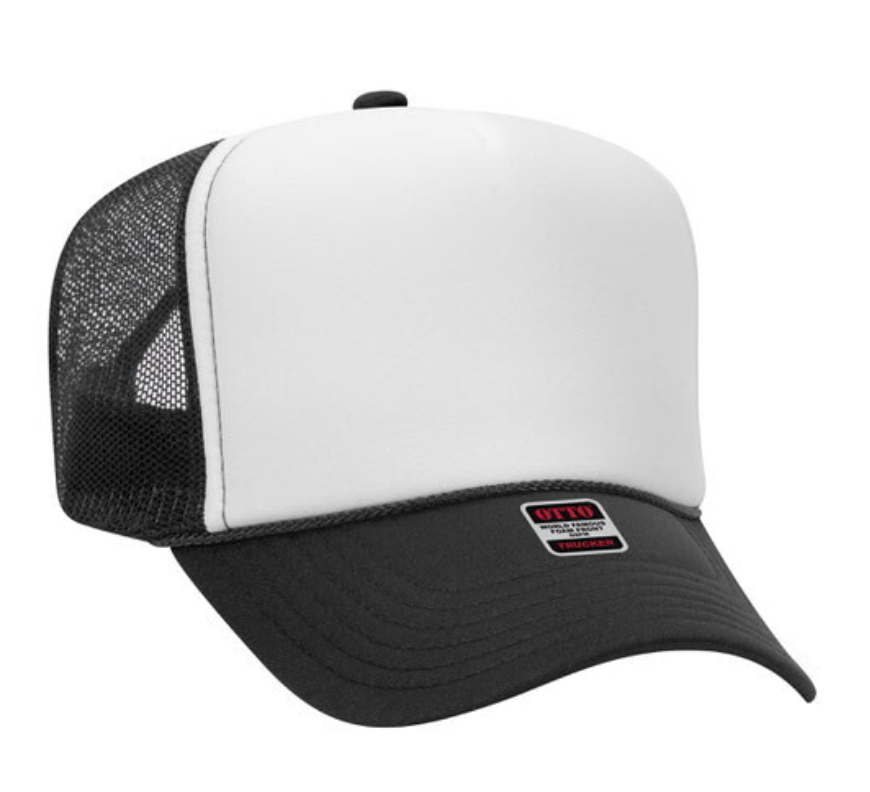 OTTO Cap - Mesh Back Trucker Hat (Black & White)