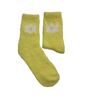 Fuzzy Flower Socks - Yellow